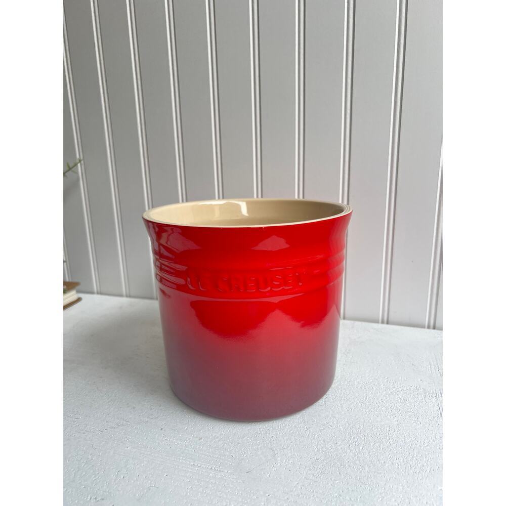 Le Creuset Stoneware Crock Utensil Holder Ombre Red | Kitchen Counter Decor